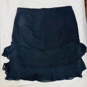 NWT ANN TAYLOR Black PLEATED Ruffle Layered SKIRT 0P Ret $128